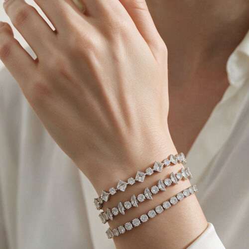 Mixed Cut CZ Tennis Bracelet — Alternate view