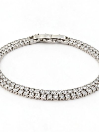 Double Row Round CZ Bracelet