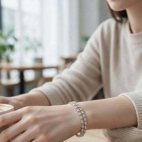 Baguette CZ Tennis Bracelet — Alternate view