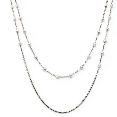 Pearl Station Snake Necklace