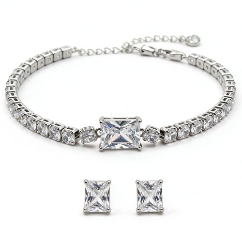 Square CZ Jewelry Set