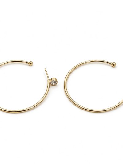 Open C CZ Hoop Stud Earrings