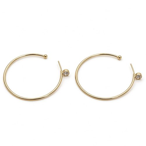 C Shape CZ Hoop Earrings