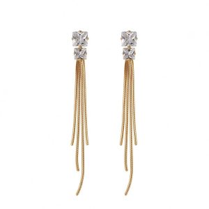 Stacked CZ Chain Earrings
