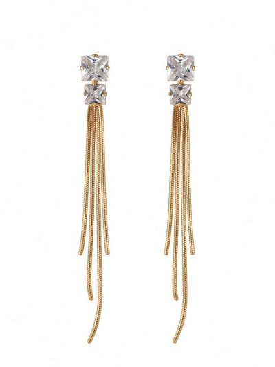 Stacked CZ Chain Earrings