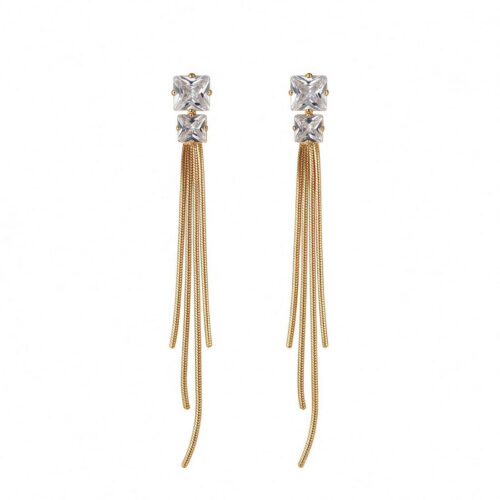Stacked CZ Chain Earrings